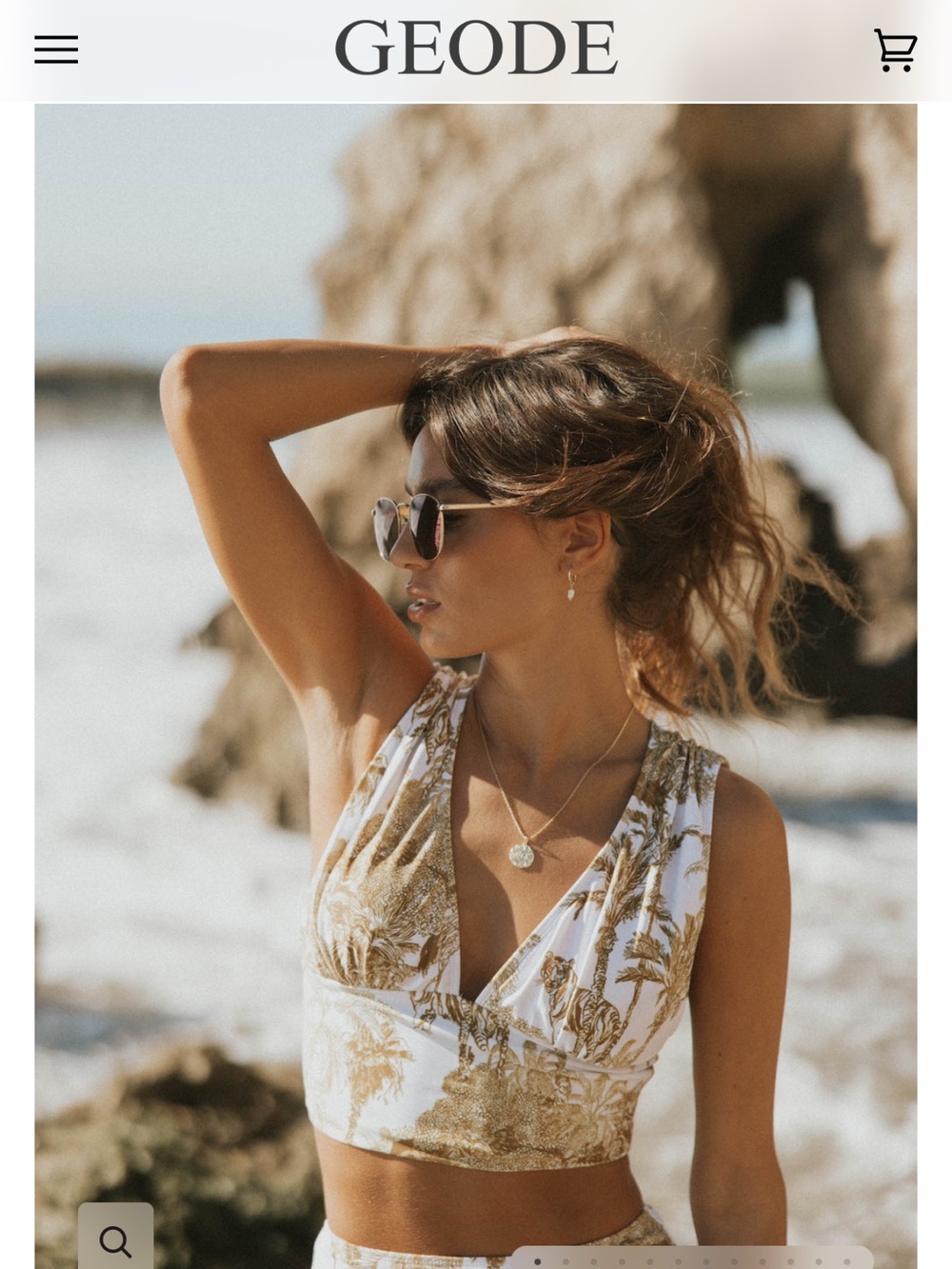 NWT Geode Swim Rio Top Toile Print Plunge Neck Tankini | Size Medium - Picture 8 of 10